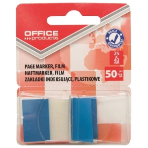 Zakładki indeksujące 25x43mm PP 1x50szt. OFFICE PRODUCTS niebieskie /14223121-01/