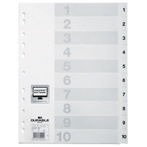 Zakładki A4 wykonane z PP nadrukowane indeksy 1-10 /616202/