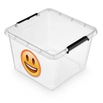 Pojemnik do przechowywania zamykany 390x260x390mm 32,0L ORPLAST SIMPLE BOX EMOTIKON  transparentny 1 szt /OR-1626SB/