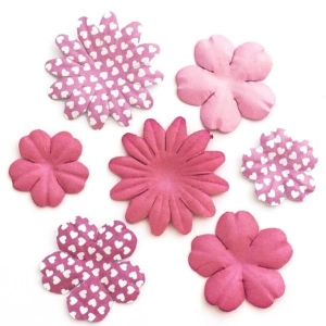 Kwiaty papierowe Płatki  24 szt. mix różowy /252016/