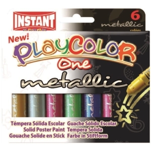 Farby tempery w sztyfcie metalizowane INSTANT PLAYCOLOR 6szt. /10321/