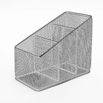 Przybornik na biurko metalowy skośny siatka 3 komory TRES srebrny /SPS/SR/