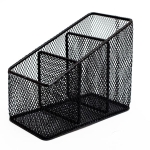 Przybornik na biurko metalowy skośny siatka 3 komory TRES czarny /SPS/CZ/