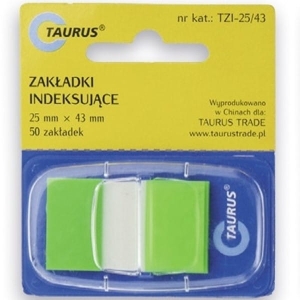 Zakładki indeksujące 25x43mm z podajnikiem TAURUS zielone 50szt. /TZI-25/43/