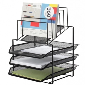 Zestaw 3 szuflad metalowych siatka + sorter na dokumenty Q-CONNECT OFFICE SET czarny 1szt. /KF17296/