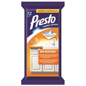 Ściereczki nawilżane PRESTO do kuchni, 72 chusteczki /HR-011453/