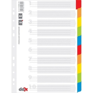 Przekładki Office Products, karton, A4, 227x297mm, 10 kart, indeks laminowany /21071011-99/