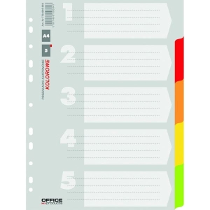 Przekładki Office Products, karton, A4, 227x297mm, 5 kart /21070521-99/