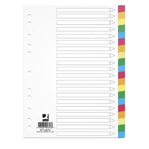 Przekładki A4 PP 1-20 bez nadruku kolorowe Q-CONNECT /KF00353/