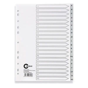 Przekładki A4 TAURUS alfabetyczne A-Z, szare /20409/
