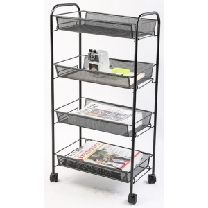 Stojak mobilny na dokumenty Q-CONNECT Office Set metalowy na kółkach 4 półki czarny /KF17297/