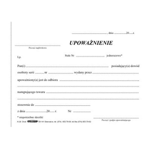 Druk "Upoważnienie"" STOLGRAF A6 k-26