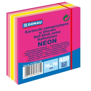 Notes samoprzylepny 76x76mm 400 kartek neon-pastel różowy DONAU /7574021-99/