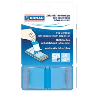 Zakładki indeksujące PP 25x45mm 50szt transparentne niebieskie DONAU /7559001pl-01/
