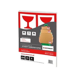 Etykiety papierowe ostrzegawcze "uwaga szkło" 25ark 150 etykiet /ETOKBIA005X025X010/