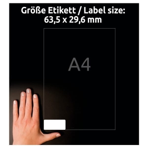 Etykiety papierowe do trudnych powierzchni Avery Zweckform, A4, 20 ark./op., 63,5 x 29,6 mm; białe /L7874-20/