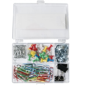 Zestaw biurowy pinezki klipy spinacze OFFICE PRODUCTS mix 153szt. /18301139-99/