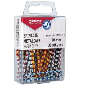 Spinacze biurowe 50mm powlekane OFFICE PRODUCTS 30szt zebra /18085069-99/