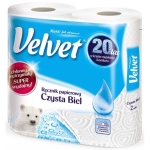 Ręcznik papierowy w roli higieniczny biały celuloza 2-warstwowy VELVET 54 listki 2szt. /VLK-5110084/ !do wyczerpania zapasów, zaprzestanie produkcji w 2023!