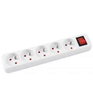 Przedłużacz z ochroną  przeciwprzepięciową, uziemieniem i wyłącznikiem 3m/5 gniazd OFFICE PRODUCTS biały /13115341-14/