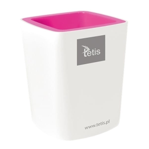 Pojemnik na długopisy TETIS BV405 biało-różowy 1szt. /BV405-R/