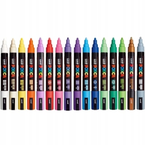 MARKERY DEKORACYJNE Z FARBĄ OKRĄGŁE UNI POSCA PC-5M MIX - 16 kolorów