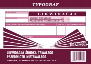 DRUK LT LIKWIDACJA ŚRODKA TRWAŁEGO
