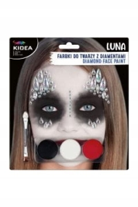 MAKIJAŻ/FARBY DO MALOWANIA TWARZY KIDEA 3 KOLORY LUNA + DIAMENTY