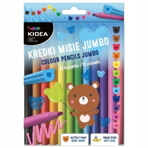 KREDKI OŁÓWKOWE MISIE JUMBO 12 KOLORÓW KIDEA 12szt.