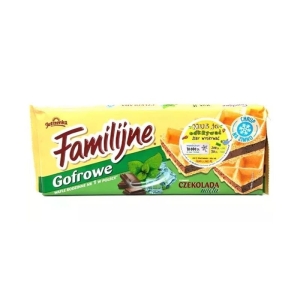 Ciastka wafle FAMILIJNE 180g gofrowe czekoladowo-miętowe