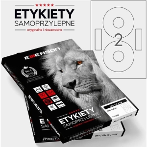 Etykiety papierowe 118mm na CD EMERSON białe 100ark. 200etykiet /ETA4118X118W/