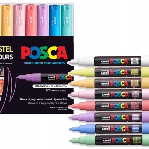 Marker z farbą plakatową okrągły 0,7mm UNI POSCA PC-1M mix kolorów Soft Colors 8szt. /UNPC1MSOFT/8C/ /177311/