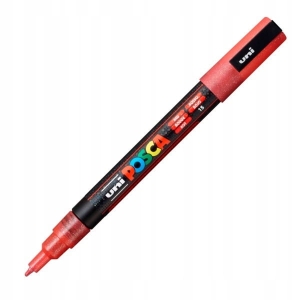 Marker z farbą plakatową okrągły 1,8-2,5mm UNI POSCA PC-3ML brokatowy czerwony NR 15 1szt. /UNPC3ML/DCE//149539/