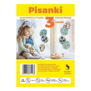 Naklejki/ozdoby elektrostatyczne KUNKE STICKERS dwustronne pisanki wielkanocne mix wzorów 3szt. /9AFF-2100F/