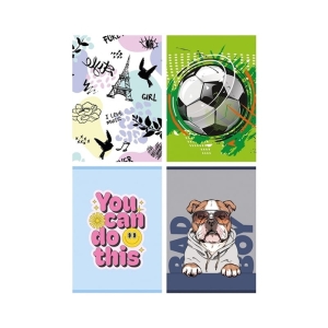 Zeszyt A5/32 trzylinia kolorowa 70g brak adresówki okładka laminowana GIMBOO mix wzorów 1szt. /16253371-99/