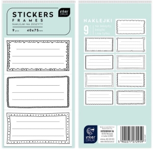 NAKLEJKI NA ZESZYTY SZKOLNE INTERDRUK RAMKI 9szt.