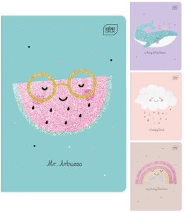 ZESZYT A5 16K KRATKA OKŁADKA Z BROKATEM DLA DZIEWCZYNKI MIX 1szt.