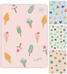 ZESZYT A5 32K KRATKA 70g OKŁADKA LAKIEROWANA UV INTERDRUK SWEET MIX WZORÓW 1szt.