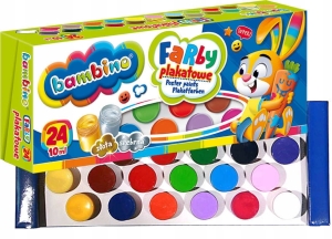 FARBY PLAKATOWE BAMBINO 24 KOLORY 10ml ŻYWE KOLORY