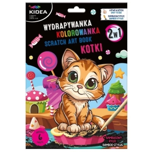 KOLOROWANKA I WYDRAPYWANKA KREATYWNA 6 KARTEK 2W1 KIDEA KOTKI 1szt.