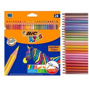 KREDKI OŁÓWKOWE 24 KOLORÓW BIC KIDS ECO EVOLUTION STRIPES