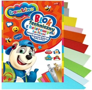 BLOK TECHNICZNY BAMBINO KOLOROWY A4 170g 10 KARTEK