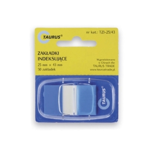 Zakładki indeksujące 25x43mm PP 1x50szt z podajnikiem TAURUS niebieskie 50szt /TZI-25/43