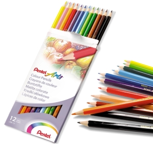KREDKI OŁÓWKOWE 12 KOLORÓW PENTEL 