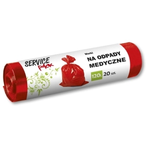 Worki na śmieci 120L LDPE 26µm 70x105cm SERVICE PACK czerwone na odpady medyczne 20szt. /ST-HR-033812/