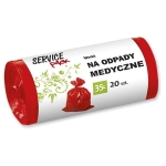 Worki na śmieci 35L LDPE 18µm 50x55cm SERVICE PACK czerwone na odpady medyczne 20szt./ST-HR-033799/