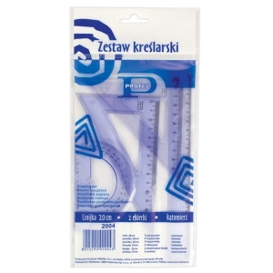 Zestaw geometryczny kreślarski PRATEL z linjką 20 cm etui /2004 PR/