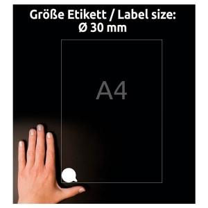 Usuwalne tabliczki inspekcyjne Avery Zweckform, A4, 10 ark./op., 240 et./op.; O30mm; białe /L7804-10/