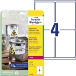Etykiety poliesterowe 99,1x139 wodoodporne AVERY ZWECKFORM HEAVY DUTY trwałe białe 8 arkuszy 32 etykiet /L4774-8/