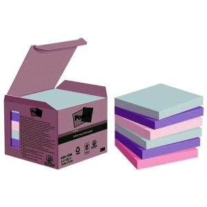 Notes samoprzylepny 76x76mm 6x100 kartek 654-1GB mix kolorów pastelowych 3M POST-IT NATURE ekologiczny /3M-4054596926677/